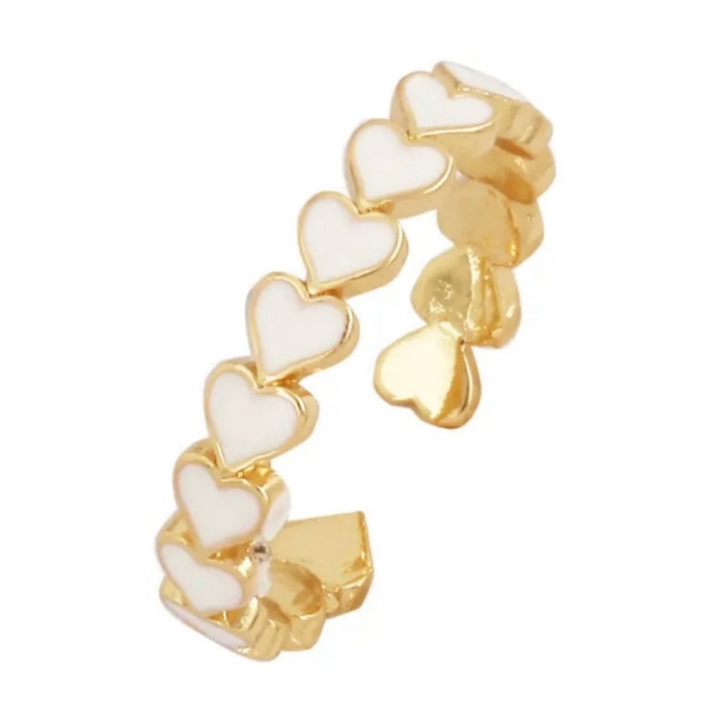 Gold Heart Ring with White Accents